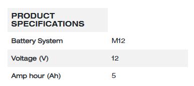 Milwaukee M12™ High Output™ 5.0ah 鋰電池 / High Output 5.0ah Battery M12 Hb5