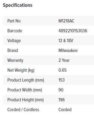 Milwaukee 12v/18v Automotive Charger/ 汽車車充電器 M12-18ac