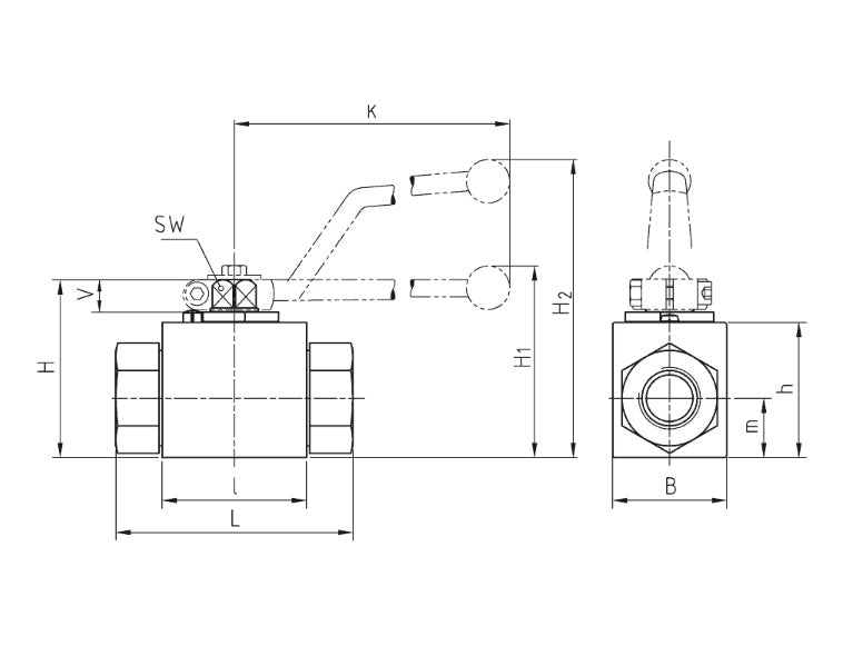 MHA Zentgraf - 2-way Ball Valve - BKH/BKHP500, 250-500 bar