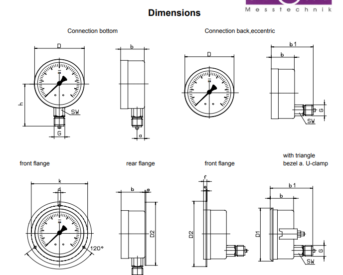 All Stainless Steel Pressure Gauges With Bourdon Tube With Glycerin Filling