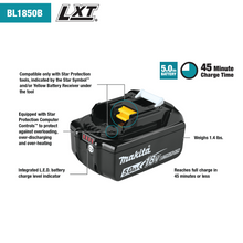 Load image into Gallery viewer, Makita 牧田 18V LXT® Lithium‑Ion 5.0Ah Battery BL1850B
