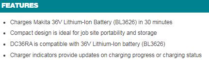 Makita 牧田 36V Rapid Optimum Charger DC36RA