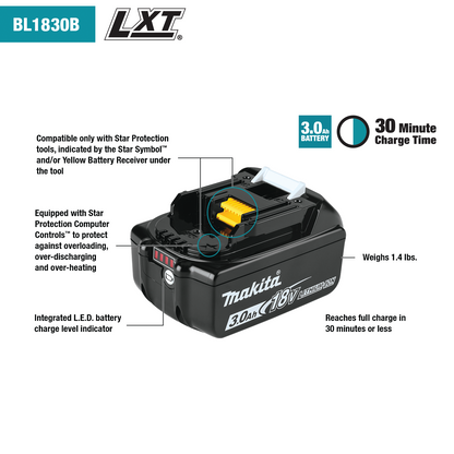 Makita 牧田 18V LXT® Lithium‑Ion 3.0Ah Battery BL1830B