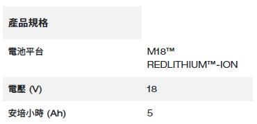 Milwaukee M18™ 5.0Ah Battery / 5.0Ah 鋰電池 M18B5