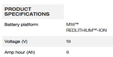 Milwaukee M18™ High Output™ 8.0ah 鋰電池 / 8.0ah Battery M18 Hb8