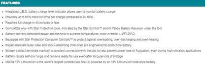 Makita 牧田 18V LXT® Lithium‑Ion 5.0Ah Battery BL1850B