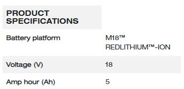 Milwaukee M18™ 5.0Ah Battery / 5.0Ah 鋰電池 M18B5