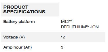 Milwaukee M12™ 3.0Ah Battery / 3.0Ah 鋰電池 M12B3