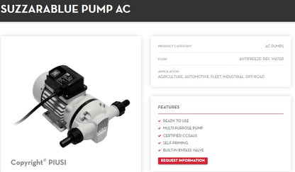 Piusi Suzzarablue Pump AC