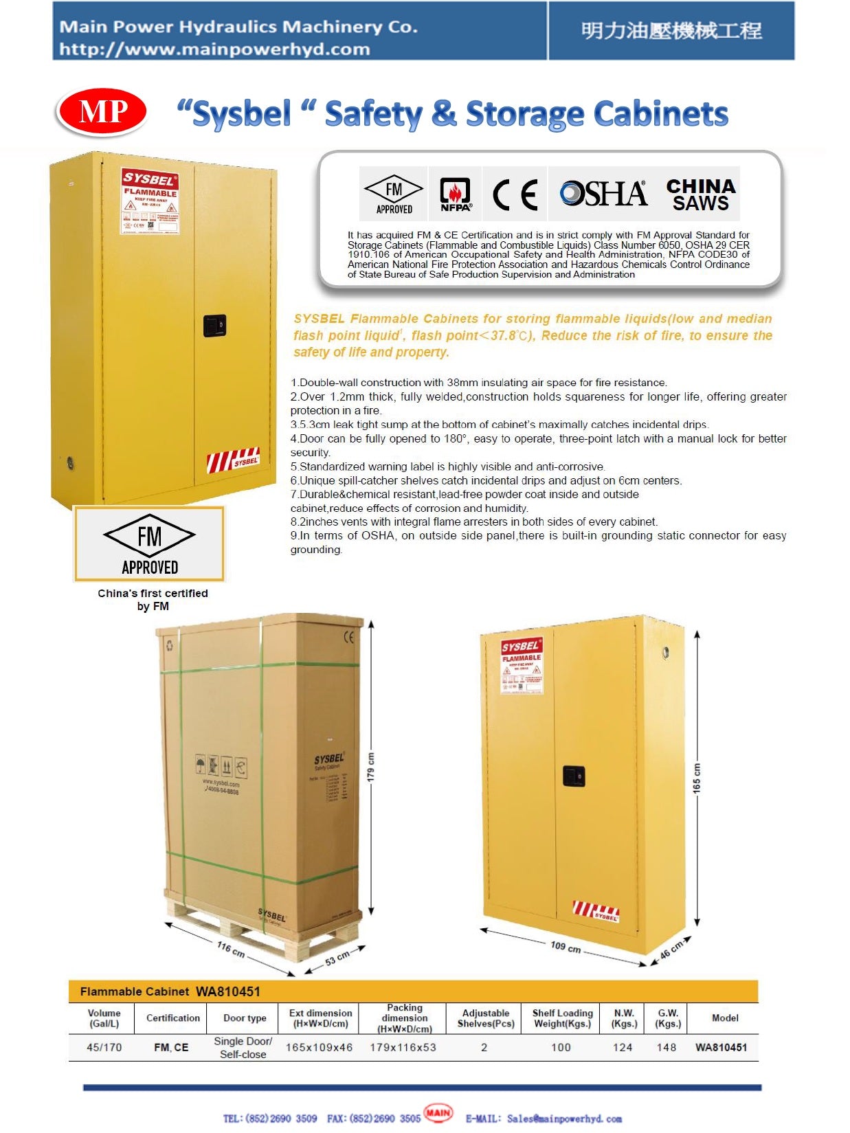 Sysbel Yellow Safety Cabinet