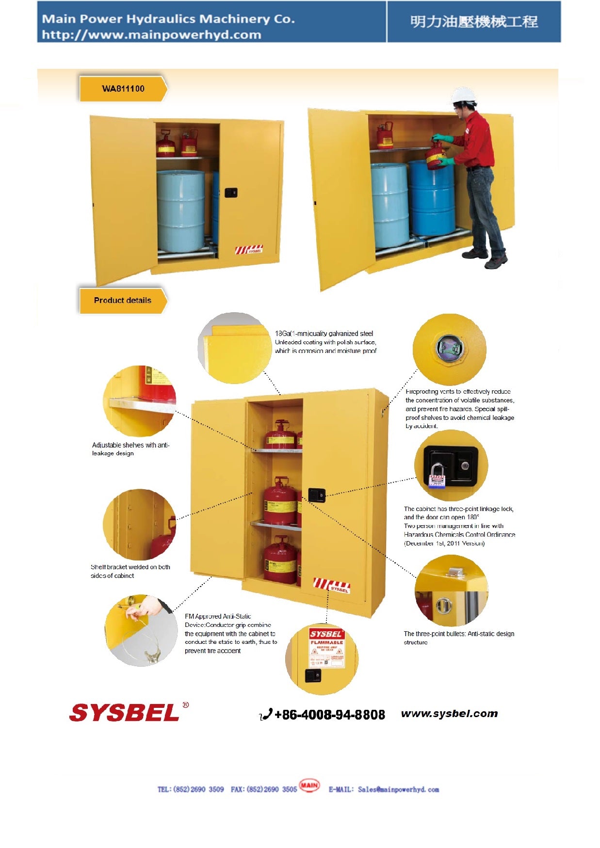 Sysbel Yellow Safety Cabinet