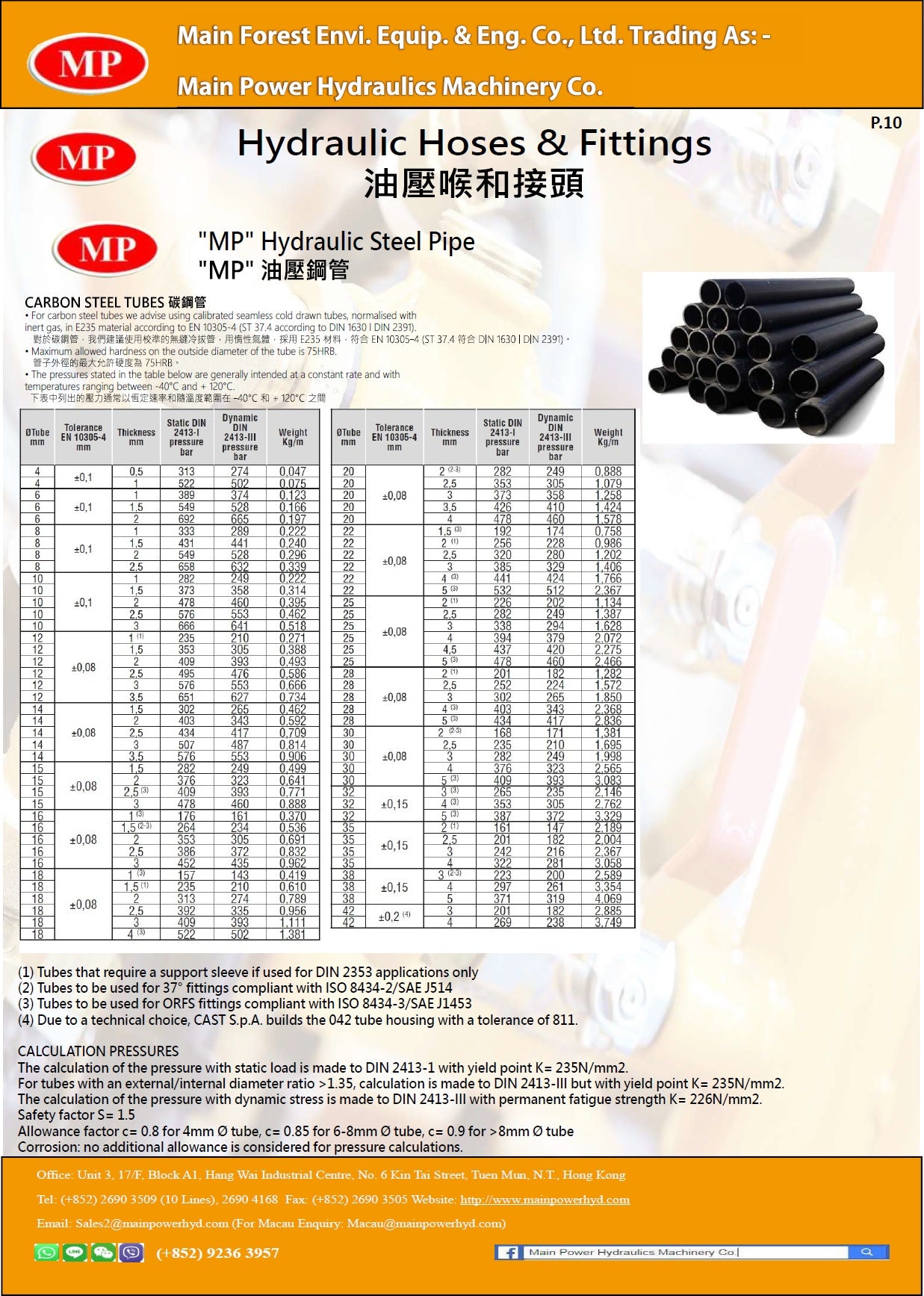 MP Hydraulic Carbon Steel Tubes