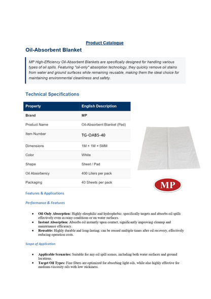 TG Oil Absorbent Blanket (TG-OAB5-40)