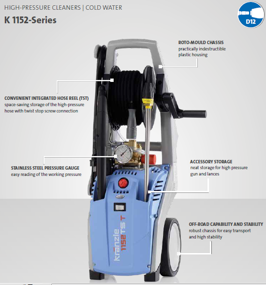 Kranzle High Pressure Water Jet Cleaner K1152 TS T