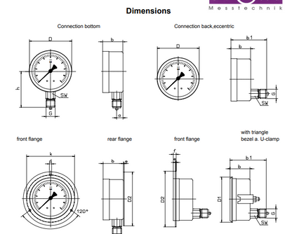 All Stainless Steel Pressure Gauges With Bourdon Tube With Glycerin Filling