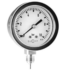All stainless steel pressur gauges with Bourdon tube with or without glycerine filling