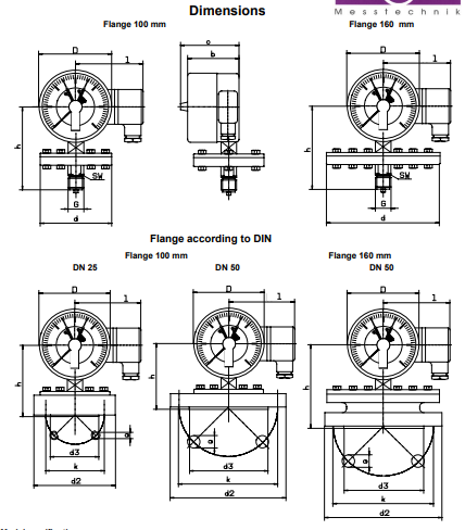 Contact pressure gauges with diaphragm Stainless steel , with or without filling