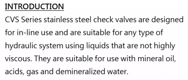 MP 316 Stainless Steel Check Valves